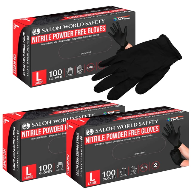 Dura-Gold HD Black Nitrile Gloves, 6 Mil, Large, 3 Boxes Of 100 – Disposable Work Gloves