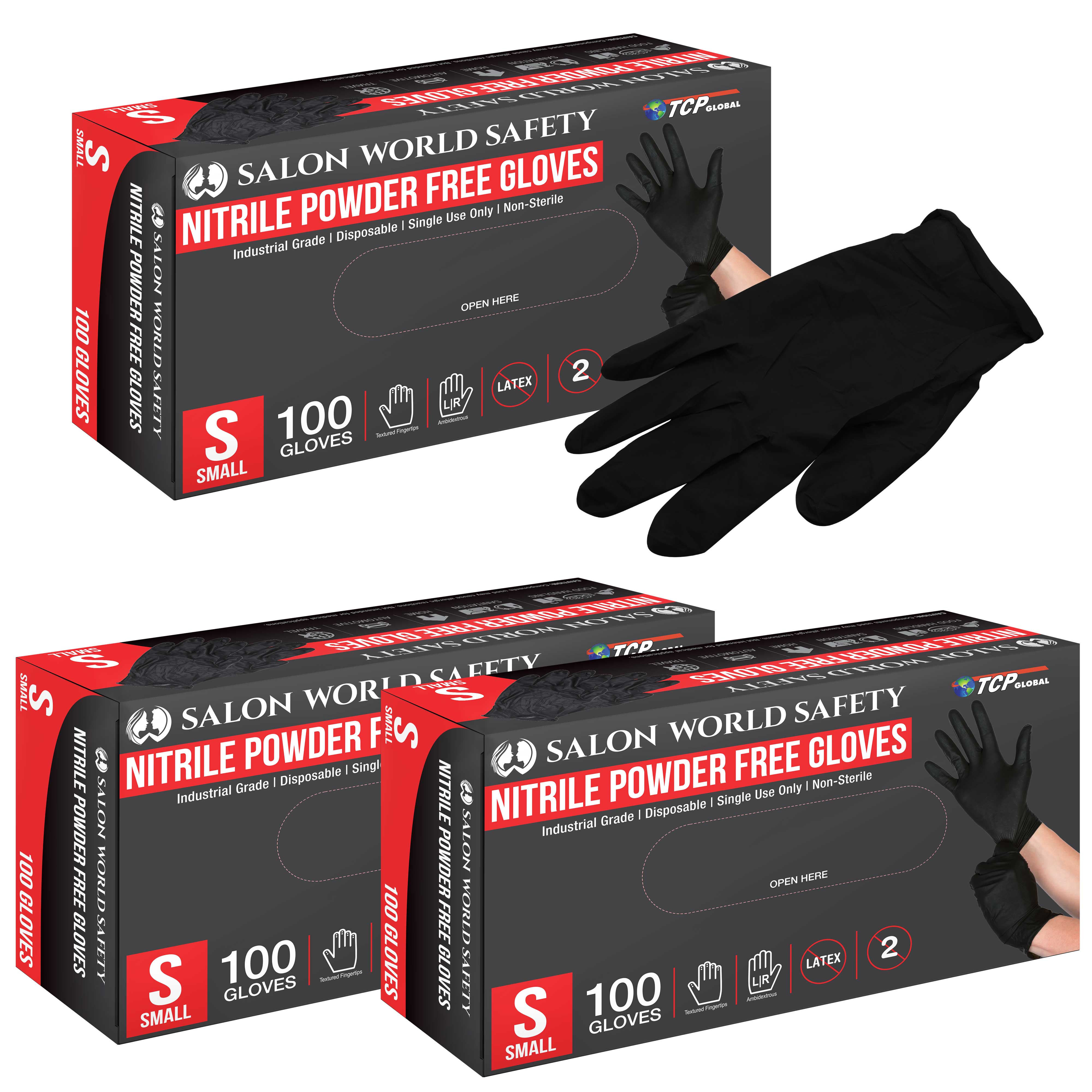 Salon World Guanti Monouso In Nitrile Nero – 10 Scatole Da 100, Taglia Piccola, 4 Mil, Senza Lattice