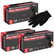 Salon World Safety Black Nitrile Disposable Gloves, 3 Boxes of 100, Size Small, 4.0 Mil Thick - Latex Free, Powder Free, Textured Tips, Food Safe, Comfortable, Extra-Strong Protective Working Gloves