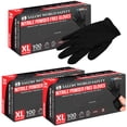 thumbnail image 1 of Salon World Safety Black Nitrile Disposable Gloves, 3 Boxes of 100, Size X-Large, 4 Mil Thick - Latex Free, Powder Free, Textured Tips, Food Safe, Comfortable, Extra-Strong Protective Working Gloves, 1 of 7