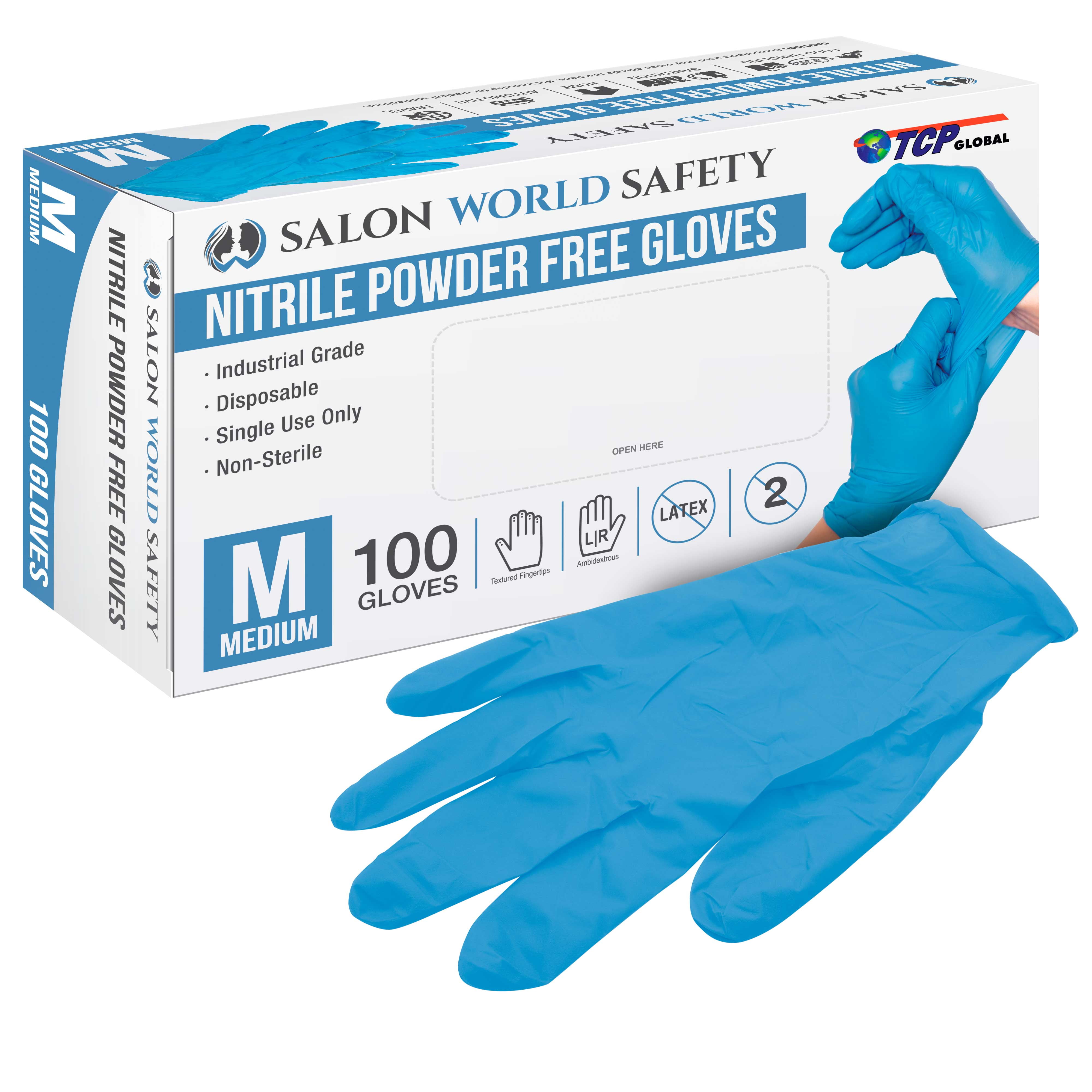 Powder Free Monogram Disposable Gloves Blue Nitrile Medium Nitrile