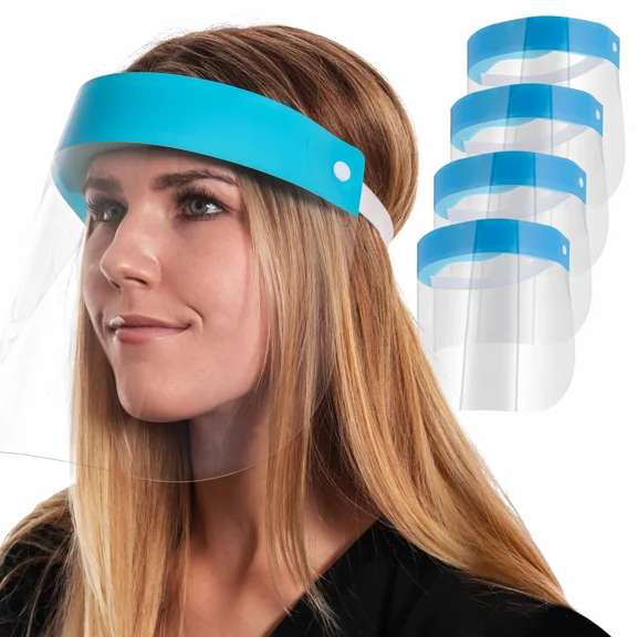 Salon World Safety Face Shields (Pack Of 4) - Clear Protective Full Face Shields