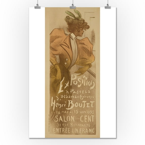 Salon des Cent - Exposition Henri Boutet Vintage Poster (artist: Boutet) France c. 1895 (24x36 Giclee Gallery Print, Wall Decor Travel Poster)