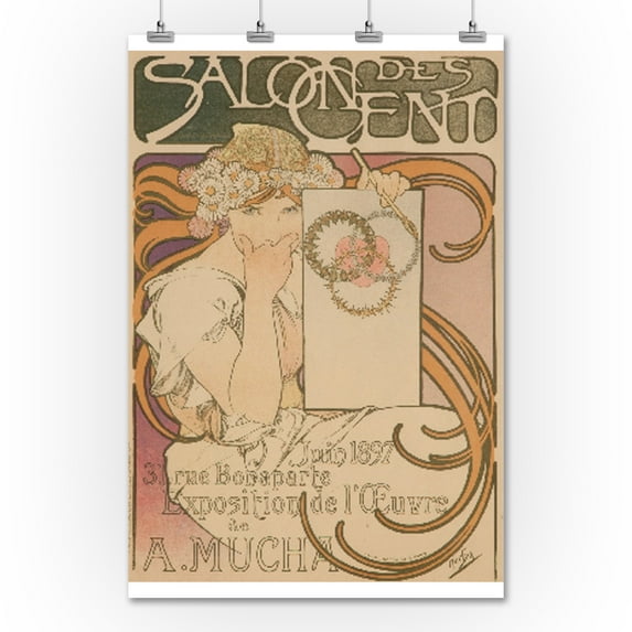 Salon des Cent Vintage Poster (artist: Mucha, Alphonse) France c. 1897 (36x54 Giclee Gallery Print, Wall Decor Travel Poster)