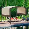 thumbnail image 1 of SalonMore 10.8' x 8.8' Pergola Metal Dark Adjustable Shade Fabric Curved Top Folding Shed Brown, 1 of 9