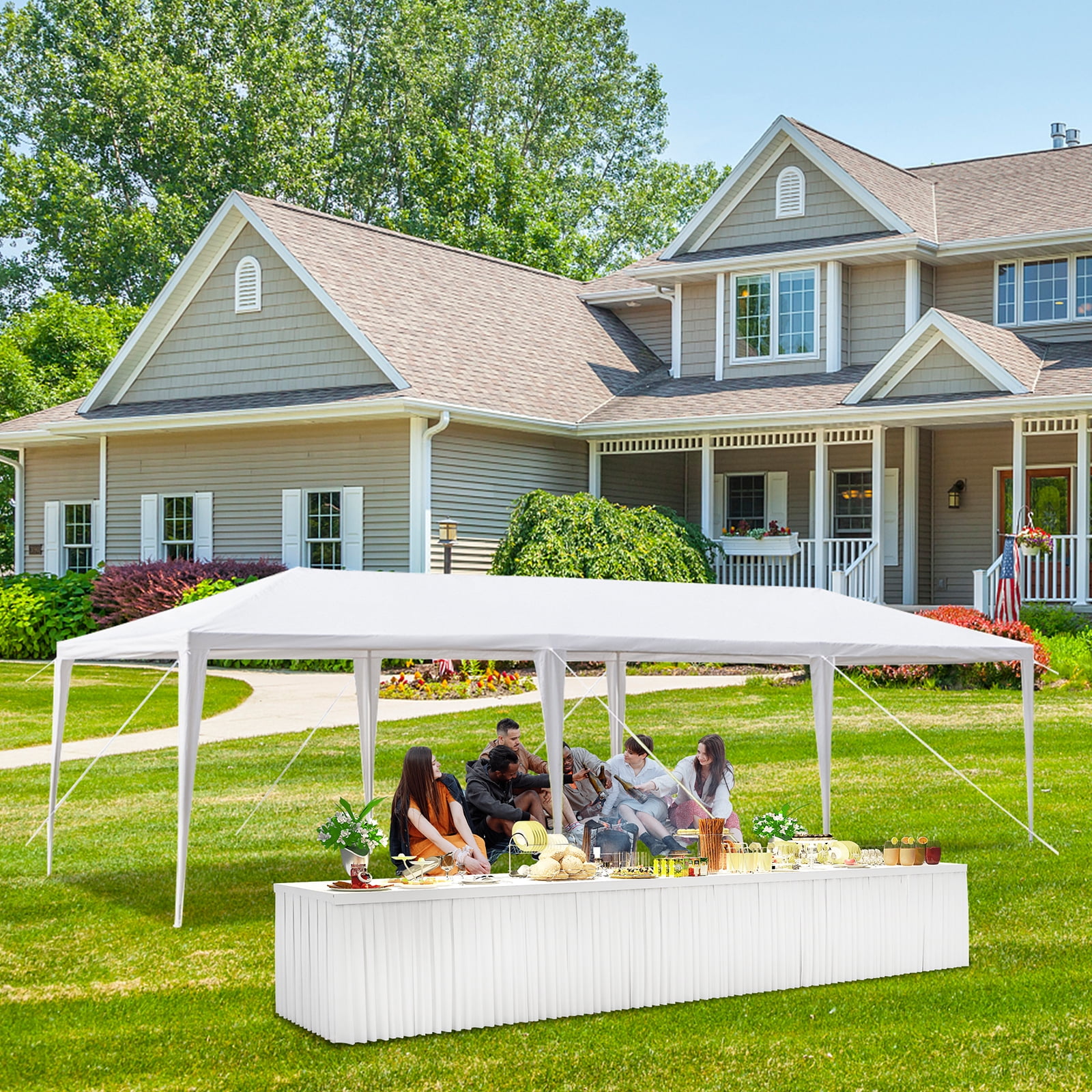 White 10' x 30' Steel Frame Outdoor Canopy Tent