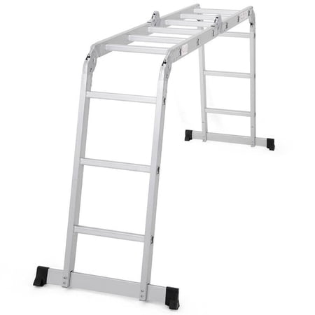 SalonMore 12.5FT 12-Steps Multi Purpose Aluminum Folding Platform Scaffold Ladder