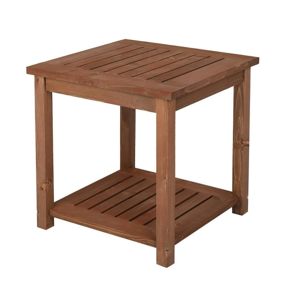 SalonMore 18 in Outdoor Patio Wood Square Side Table, Sturdy Wood Accent Table, Carbonized Color