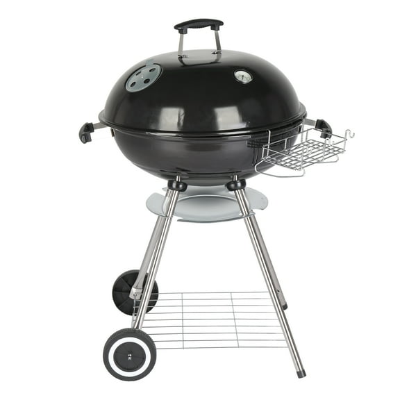 SalonMore 28'' Portable Charcoal Grill with Wheels and Storage Holder for Outdoor Party Camping Picnic,Black
