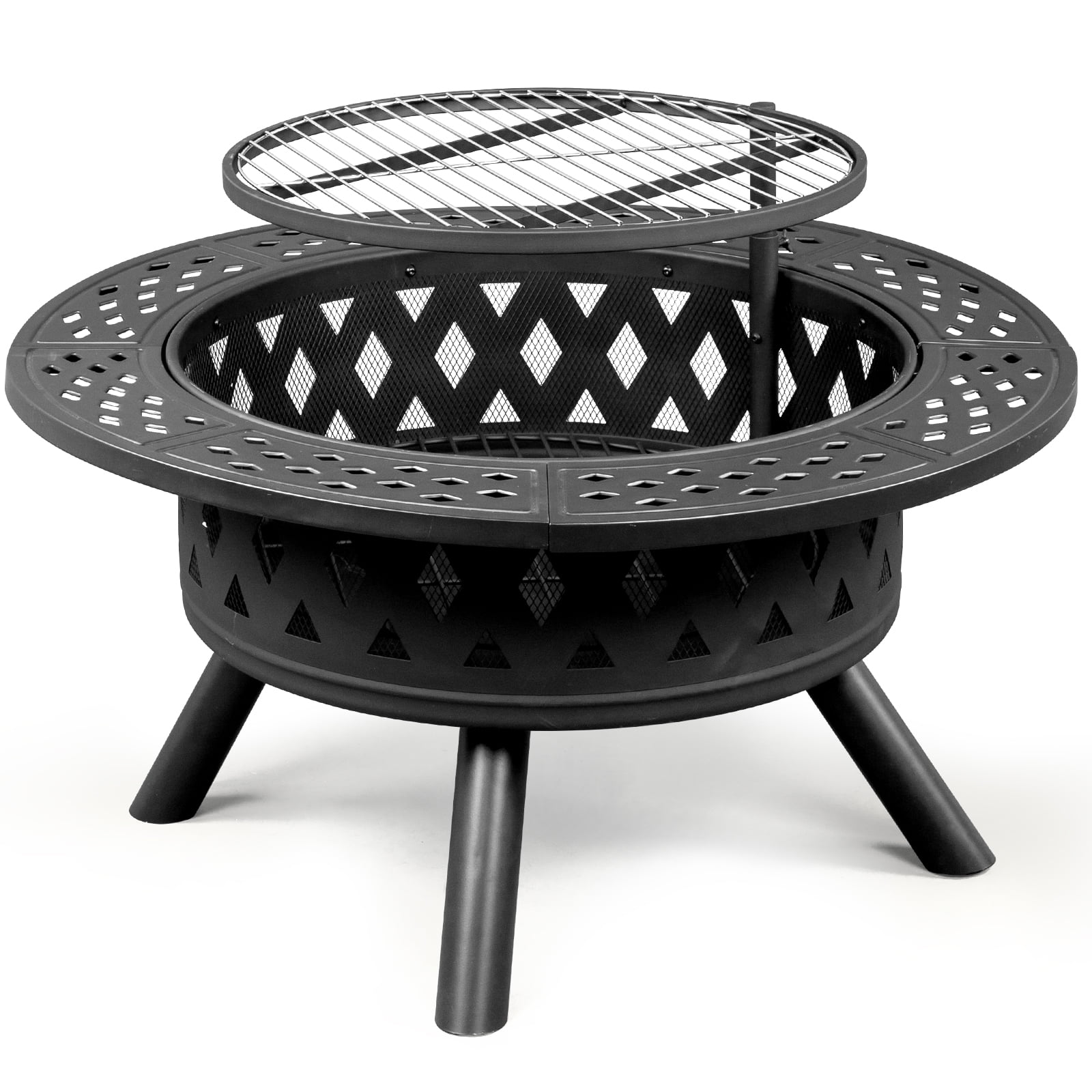 SalonMore 38 inch Fire Pit Burning Firepit Wood Large Steel with