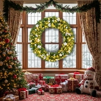 SalonMore 48in LED Christmas Wreath, Illuminated Artificial Holiday Garland for Door and Wall Decor