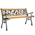 thumbnail image 1 of SalonMore 49" Outdoor Hardwood Patio Park Bench Decoration Accent w/Aluminum Frame, Teak, 1 of 10