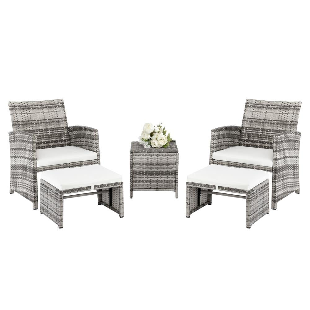 SalonMore 5PCS Patio Furniture PE Rattan All Weather Cushioned Chairs