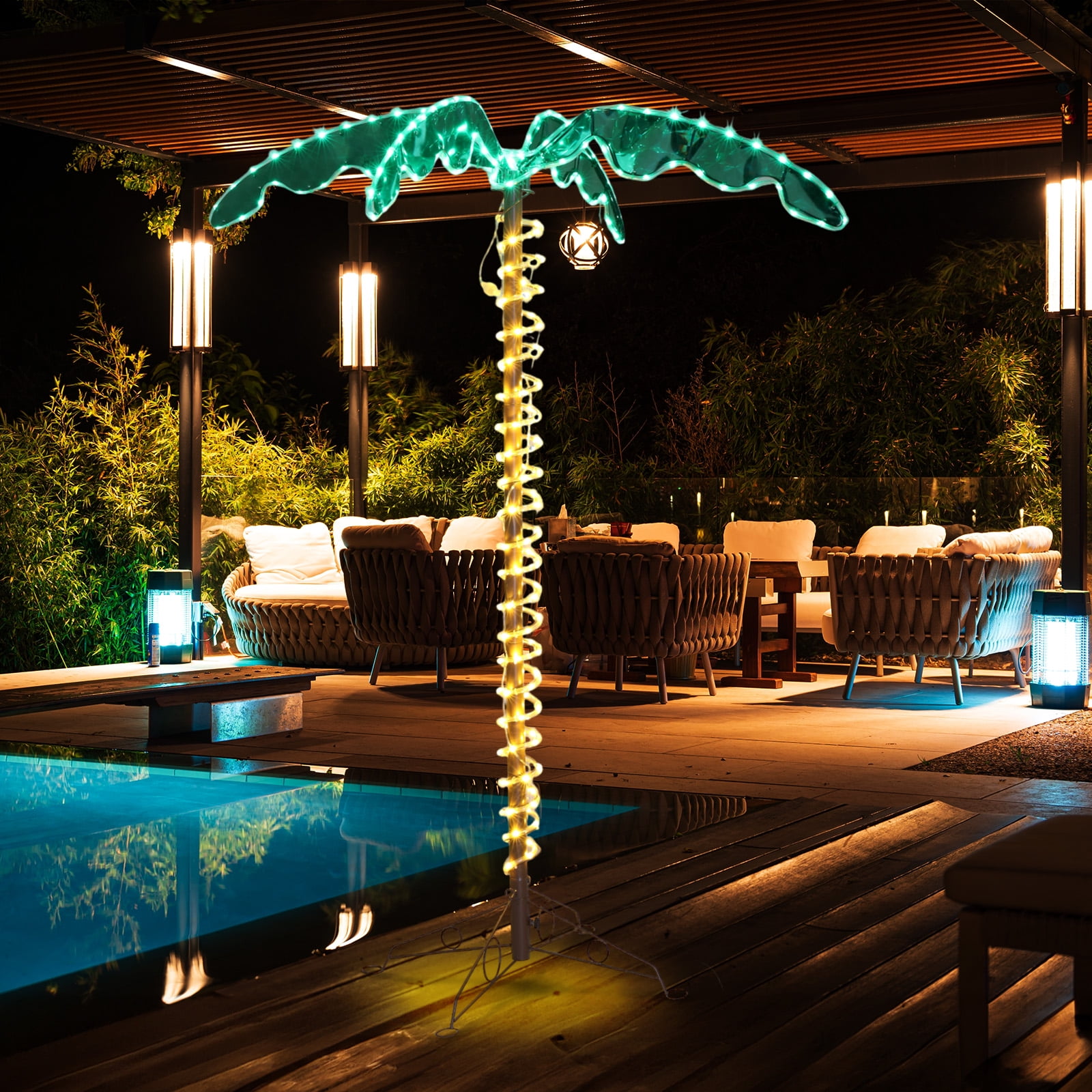 SalonMore 5ft LED Lighted up Palm Tree Hawaiian Pool Decoration Palm