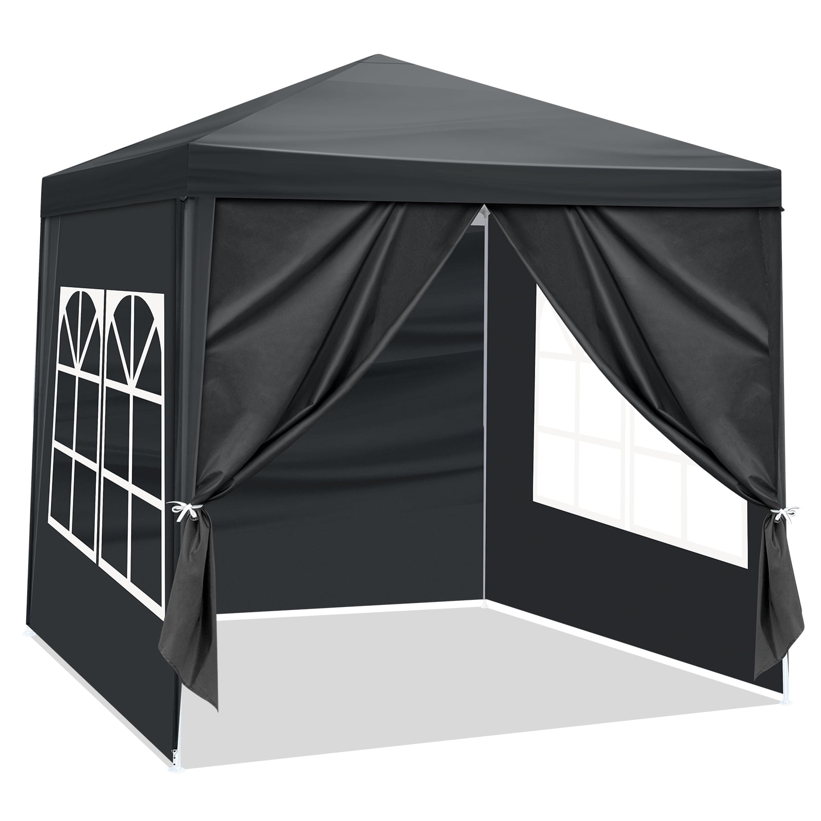 7' x 7' Dark Gray PE Fabric Party Tent with White Frame