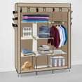 thumbnail image 1 of SalonMore 69" Closet Storage Clothes Wardrobe Rack with Shelves,Beige, 1 of 7