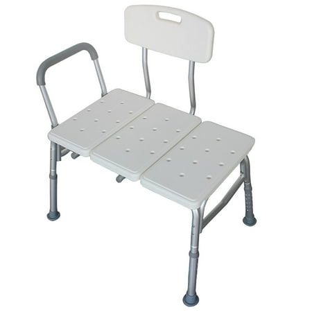 SalonMore Adjustable Shower Transfer Bench Bath Shower Chair Bathtub Seat,White