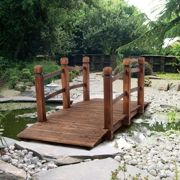 SalonMore Backyard 5' Wooden Bridge Burlywood Anticorrosive Decorative Carbonized Color