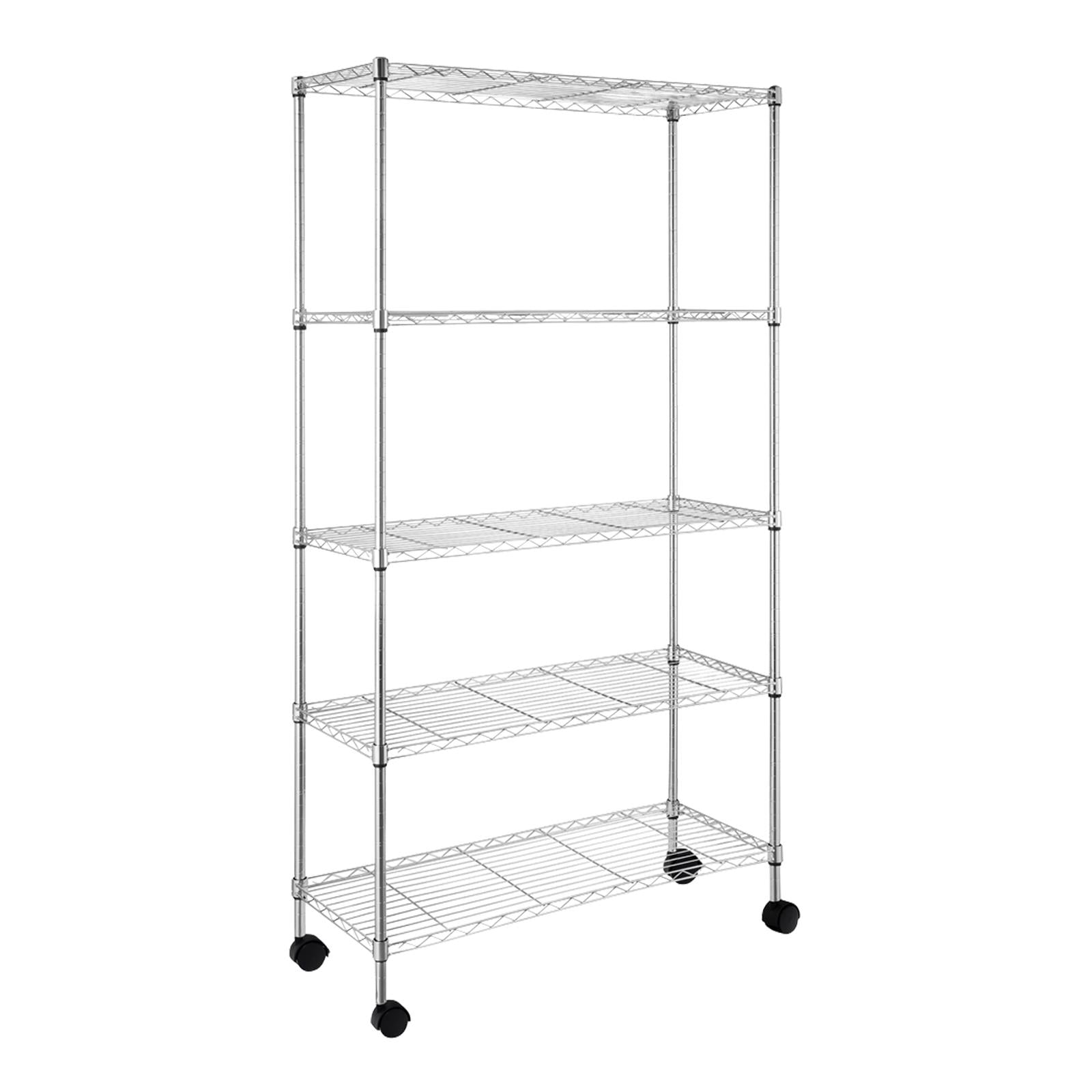SalonMore Commercial 5Tier Rolling Storage Rack, 35"W x 14"D x 65"H