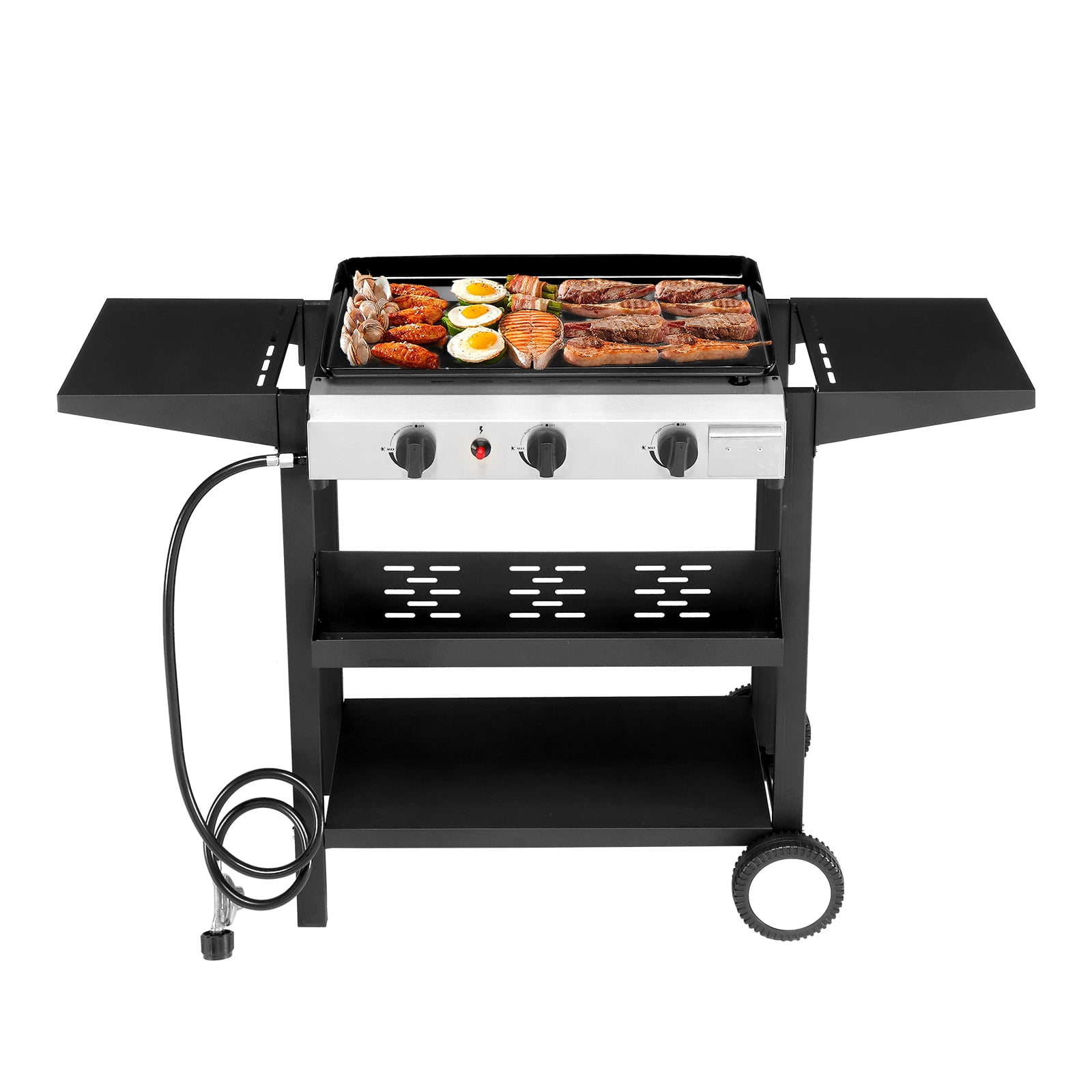 SalonMore Flat Top Propane Griddle with Ceramic Coated Cast Iron Pan,30000 BTU