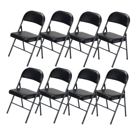 SalonMore Folding Chair 8-Pack PVC Cushion and Backrest,Black