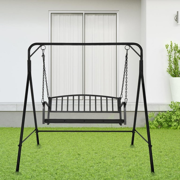 SalonMore Iron Porch Swing Bench Steel Patio Swing Chair with