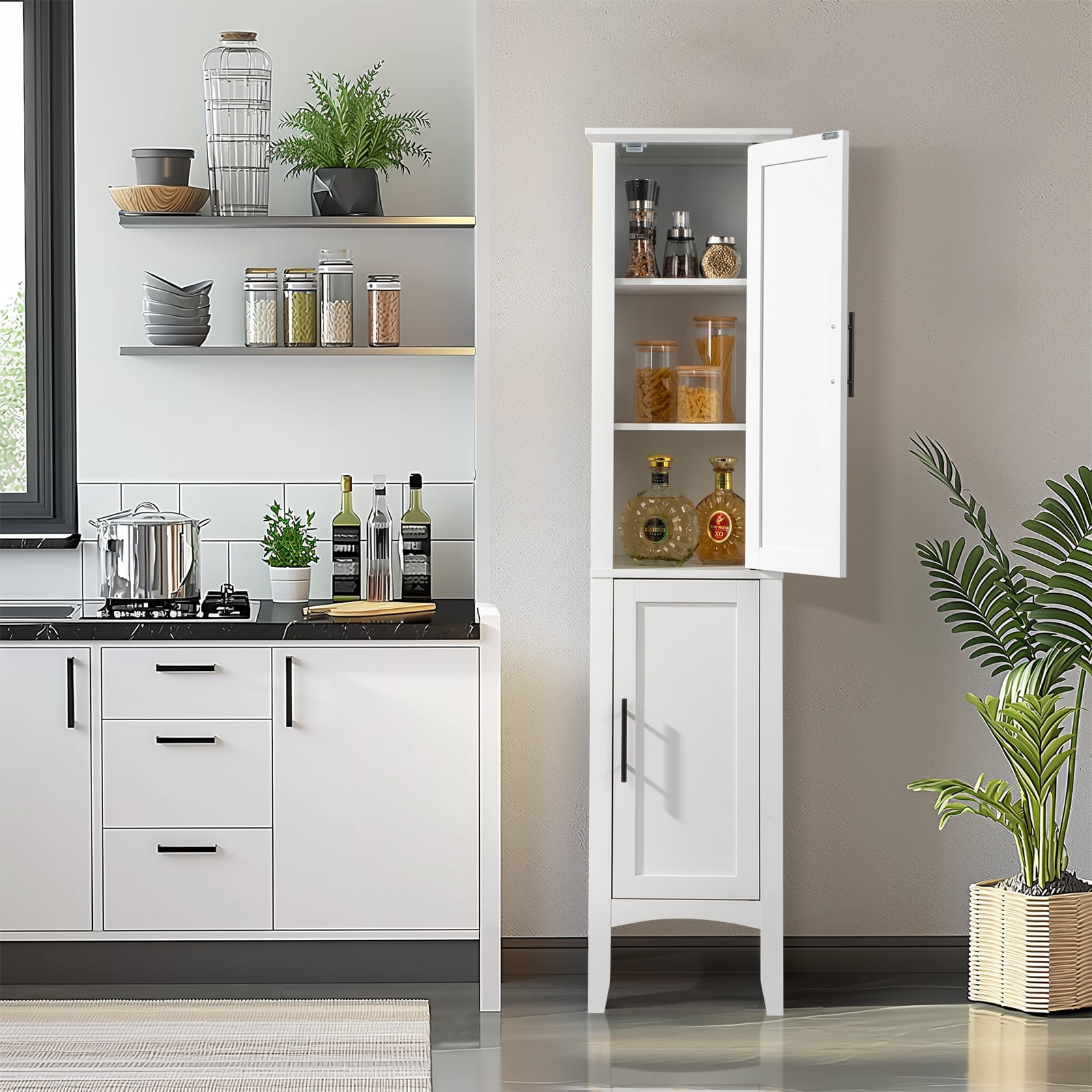 SalonMore Kitchen Bathroom Narrow Tall Storage Freestanding