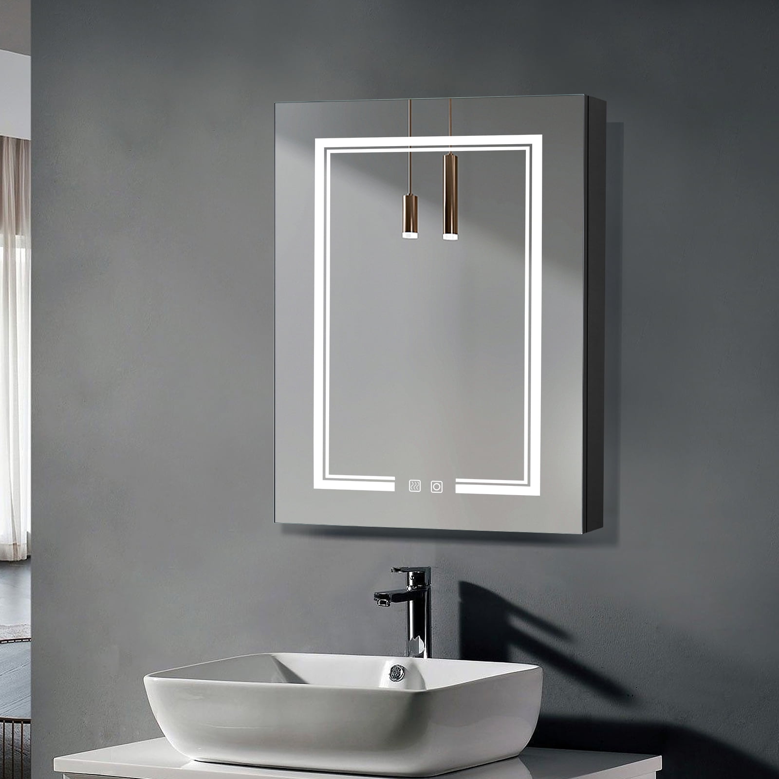 SalonMore LED Lighted Bathroom Wall Cabinet with Mirror, 20x28 Inch ...