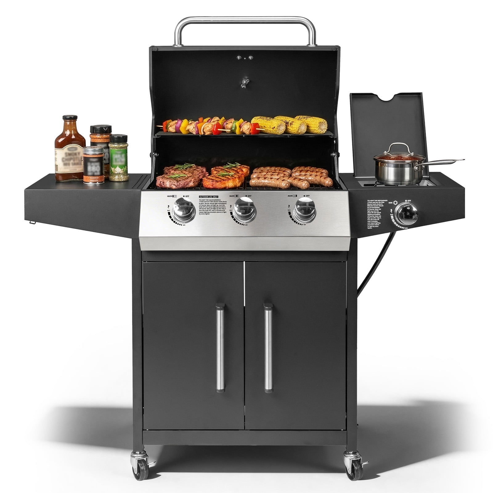 SalonMore Outdoor Gas Grill with Side Stove 46000BTU for Patio Outdoor Party Cooking BBQ