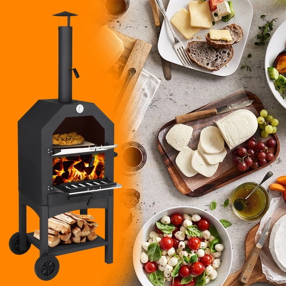 SalonMore Outdoor Pizza Oven 14'' Wood Burning Outdoor Pizza Oven - Built-in Thermometer