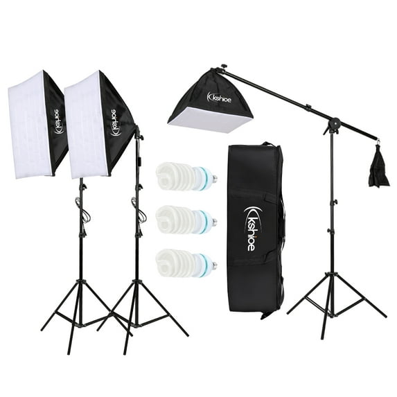 SalonMore Photography Photo 3 Softbox Studio Lighting Kit w/ 3 Backgrounds Backdrop Stand