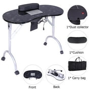SalonMore Portable Nail Manicure Table Mobile Station Desk Spa Salon Beauty Equipment w/ Fan Black