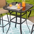 thumbnail image 1 of SalonMore Square Glass 32" Dining Table Brown, Outdoor Glass Bar Table w/ Iron Frame, Patio Table for All Weather, Brown, 1 of 8