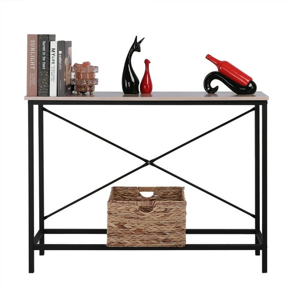 SalonMore Wood Console Table Sofa Side Coffee Table TV Stand with Metal Frame for Entryway,Living Room,Hallway,Foyer,Oak Color