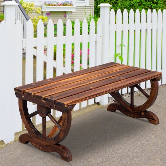 SalonMore Wood Rustic Bench, Outdoor Loveseat, Wooden Garden Bench for 2 Person for Patio Porch Lawn, Carbonized Color