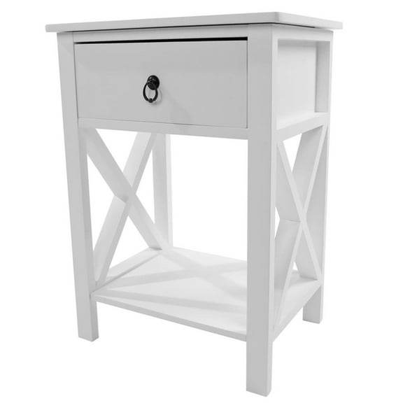 SalonMore Wooden Two-layer Storage Bedside Table,Coffee Table With A Drawer,White