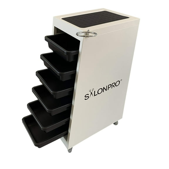 SalonPro 5-Drawer Metal Styling Cabinet  Coloring Trolley – Rolling Wheels