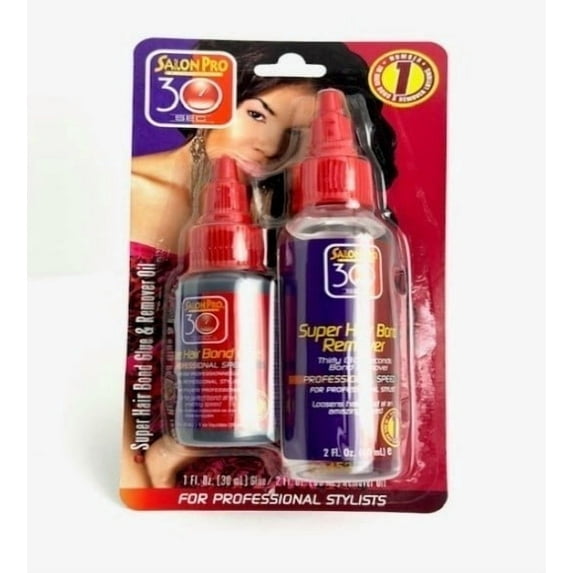 SalonPro Super Hair Bond Glue and Remover, 1 oz and 2 oz Combo Blister