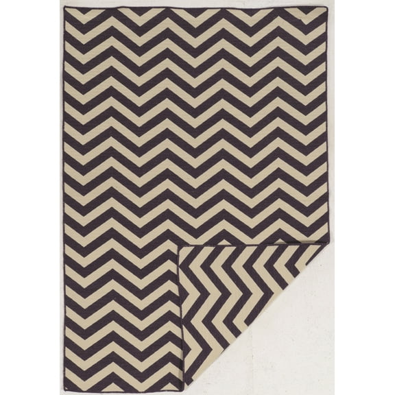 Salonika Reversible Chevron Rug Purple 5x8 Woven in Greece Flat Weave Design