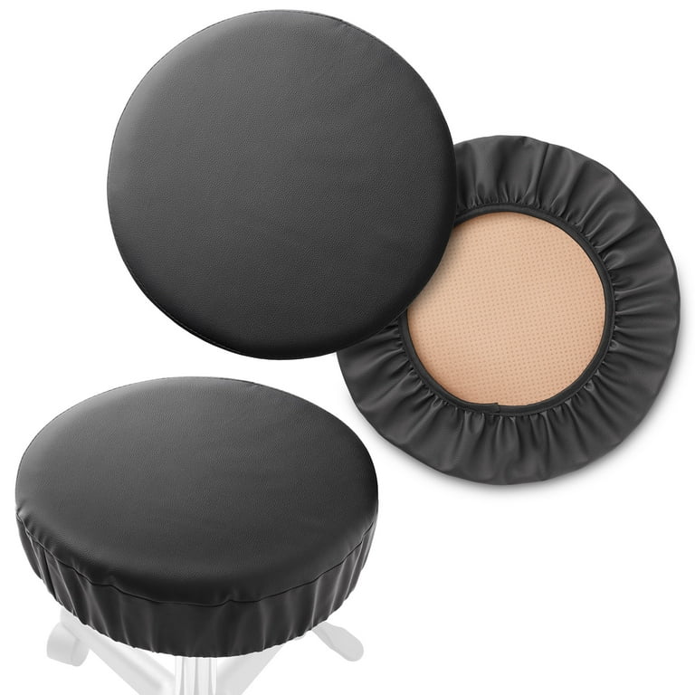 Saloniture 2 Pack Bar Cushion 15 1 2 Inch Waterproof Round Stool Seat Cover for Swivel Chair or Barstool Black Walmart