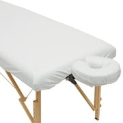 Saloniture 2-Piece Waterproof Massage Table Sheet Set - Includes Machine Washable Fitted Sheet and Face Cradle Cover - White