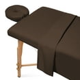 thumbnail image 1 of Saloniture 3-Piece Flannel Massage Table Sheet Set - Soft Cotton Facial Bed Cover - Includes Flat and Fitted Sheets with Face Cradle Cover - Chocolate Brown, 1 of 3