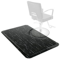 Saloniture 3 ft. x 5 ft. Salon & Barber Shop Chair Anti-Fatigue Floor Mat - Black Marbelized Rectangle - 1/2 in. Thick