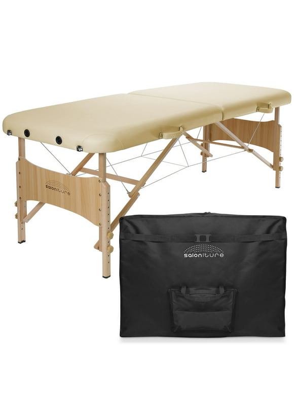 Saloniture Basic Portable Folding Massage Table - Cream