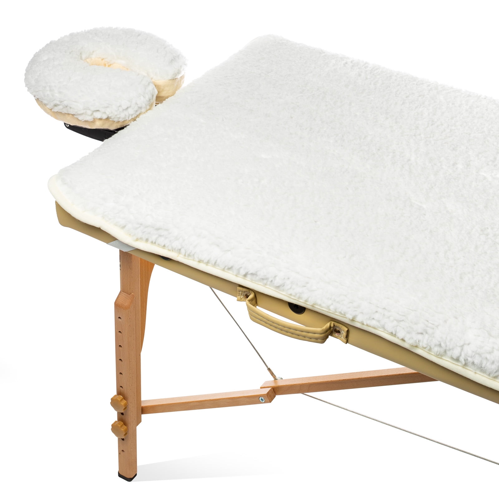 Saloniture Fleece Massage Table Pad & Face Cradle Set - Soft and  Comfortable 1/2 Thick Facial Bed and Headrest Cover - Natural 