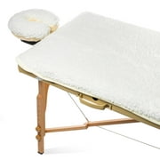 Saloniture Fleece Massage Table Pad & Face Cradle Set - Soft and Comfortable 1/2" Thick Facial Bed and Headrest Cover - Natural