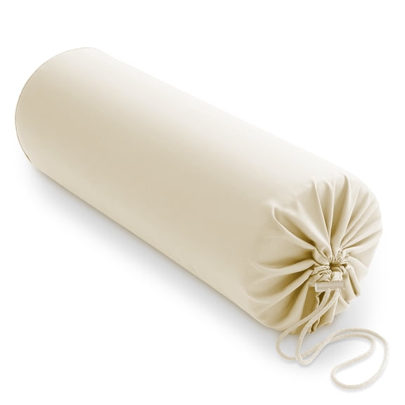 Saloniture Microfiber Cylinder Pillow Case Cover for Massage Table Bolsters - 30 x 9 Inch with Drawstring Closure, Natural