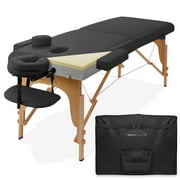 Saloniture Professional Memory Foam Folding Massage Table -  Portable with Carrying Case, Black