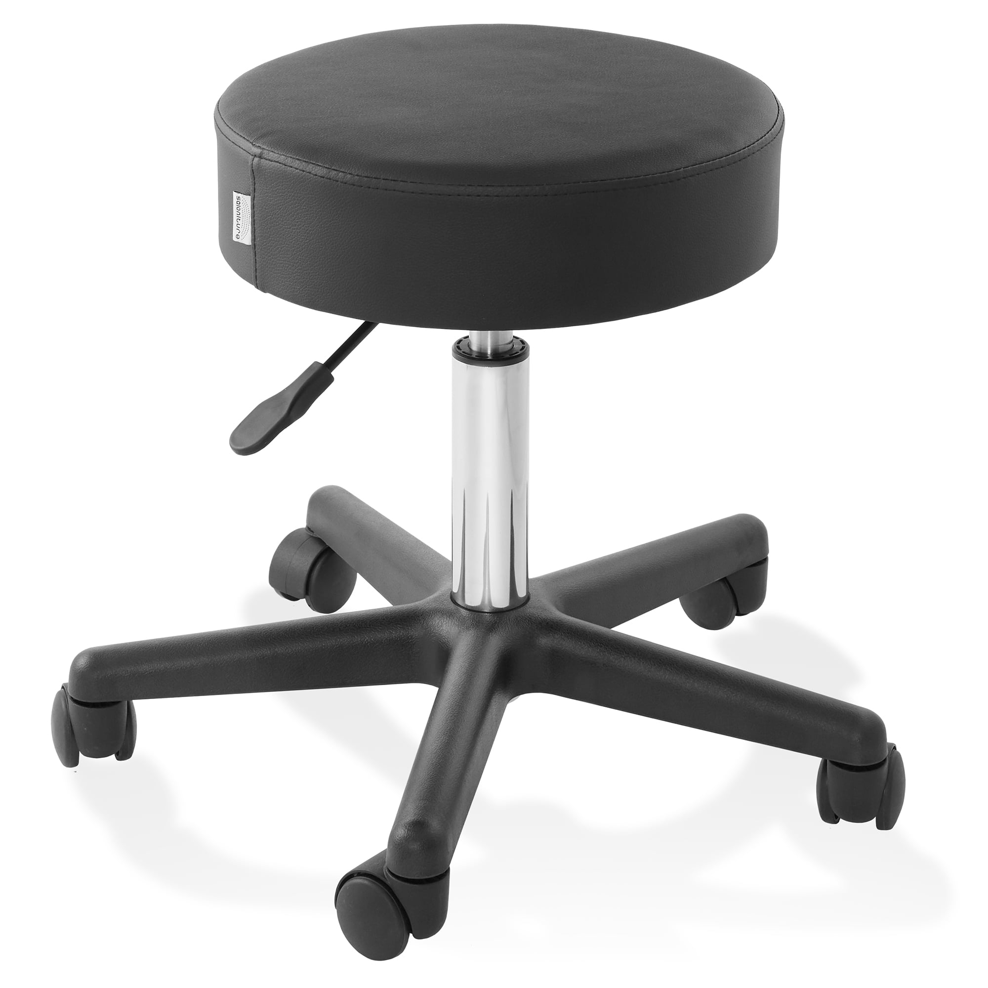 Black Adjustable Hydraulic Rolling Salon Stool with Metal Base