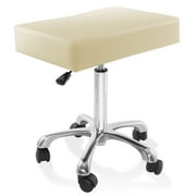 Saloniture Rolling Hydraulic Salon Stool with Large Seat - Adjustable Swivel Chair for Spa, Shop, Salon, Massage, Medical, Work or Office, Cream